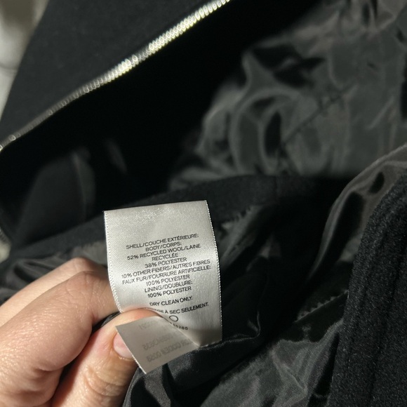 Express Black Peacoat with Belt and Silver Accents, Size XS - Picture 4 of 5